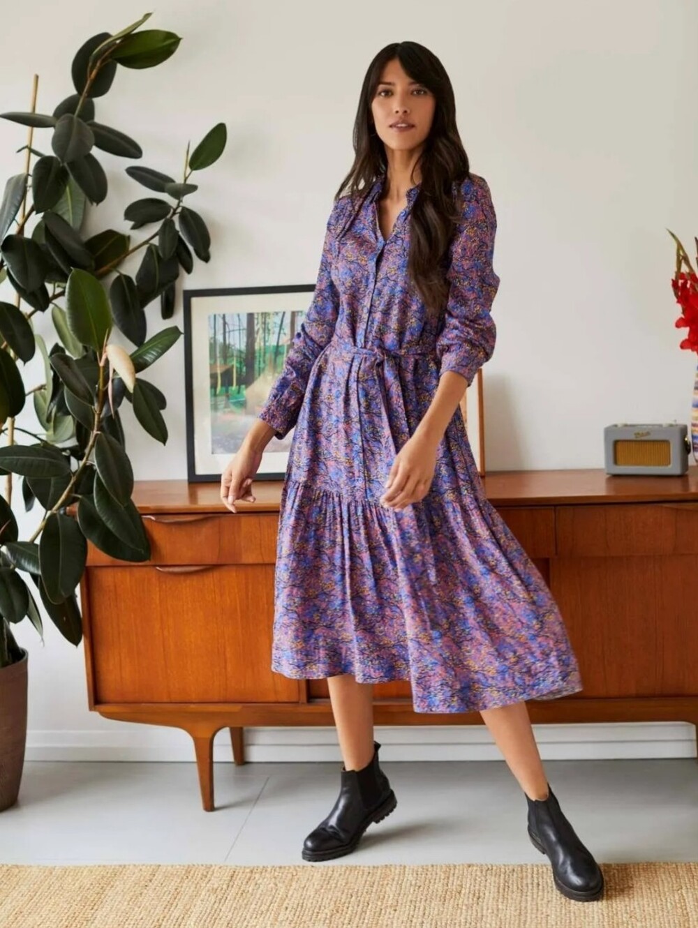 NWT Thought Fawn Printed Midi Shirt Dress